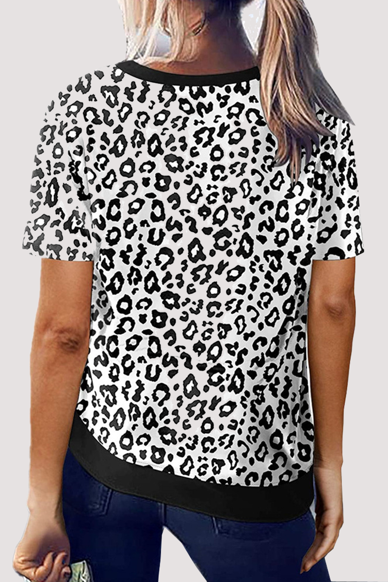 Leopard Basic O Neck T-shirts