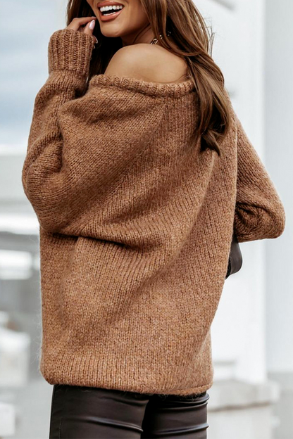 Split Joint O Neck Tops Sweater(3 Colors)