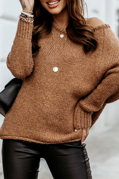 Split Joint O Neck Tops Sweater(3 Colors)