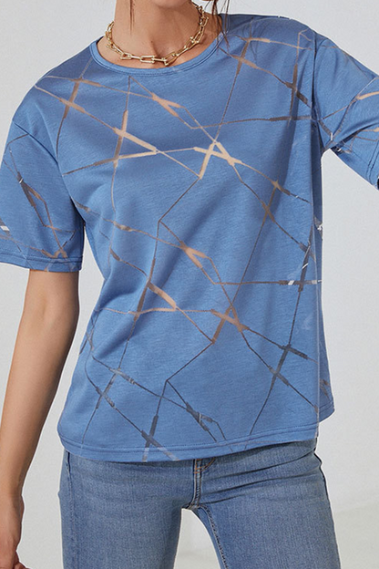 Street Patchwork Hollowed Out O Neck T-shirts