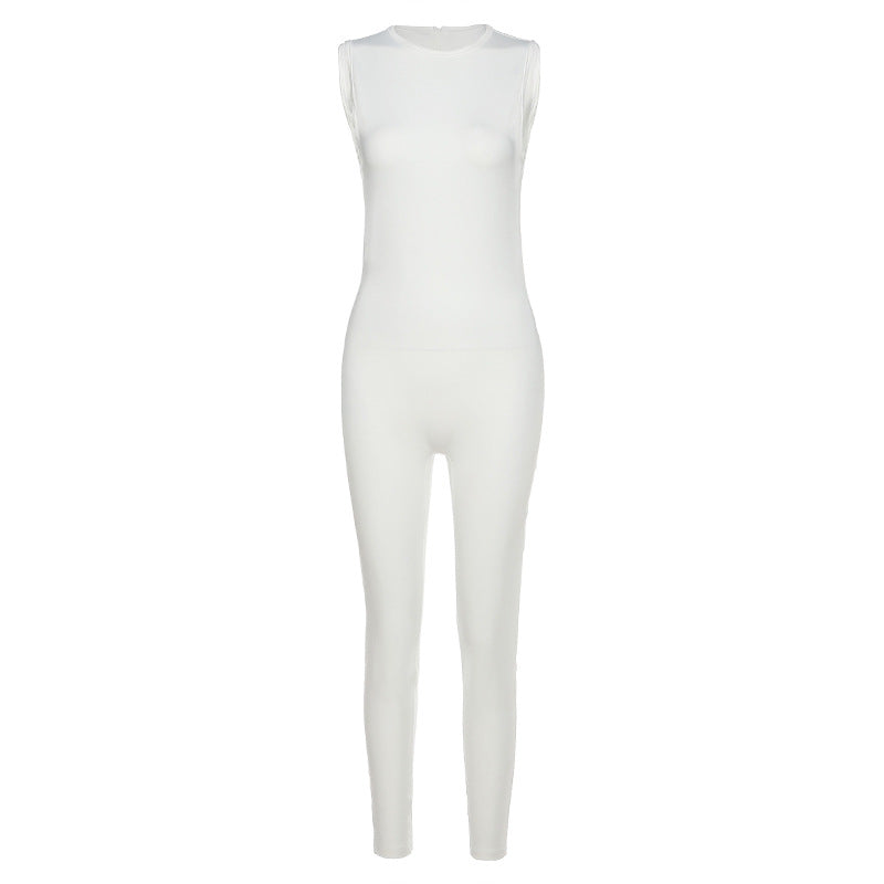 New Sleeveless Slim High Top Sports Jumpsuit