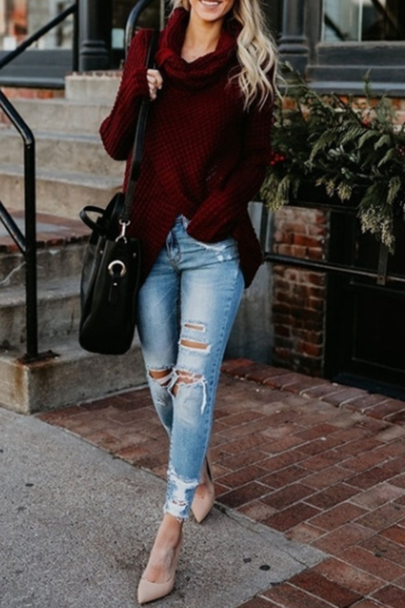 Buckle Turtleneck Sweaters(6 Colors)