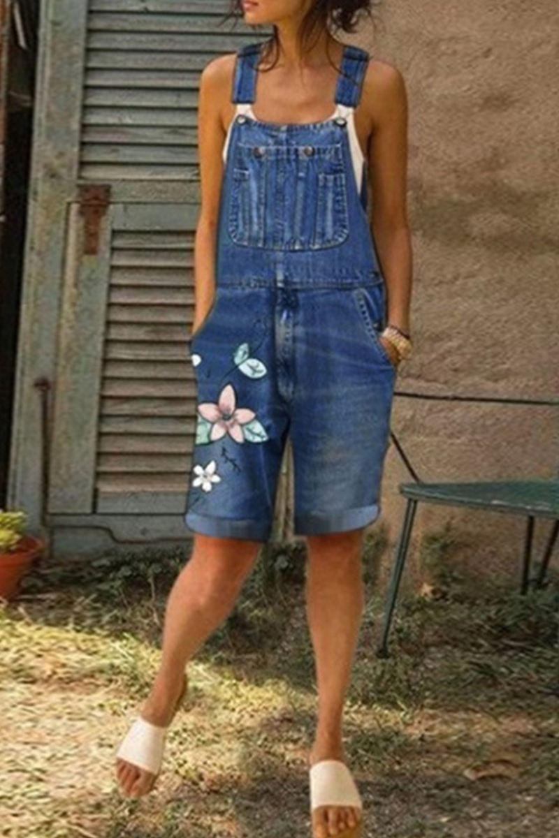 Print Patchwork Spaghetti Strap Straight Rompers