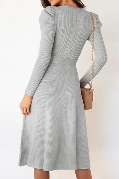 With Belt O Neck Sweater Dresses(5 Colors)