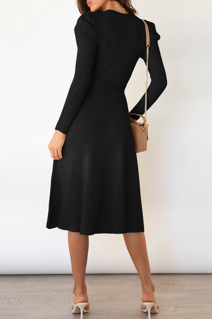With Belt O Neck Sweater Dresses(5 Colors)
