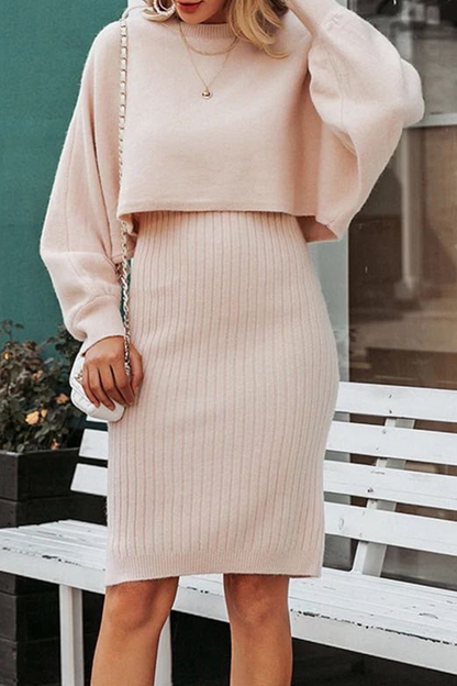 Split Joint O Neck Long Sleeve Two Pieces