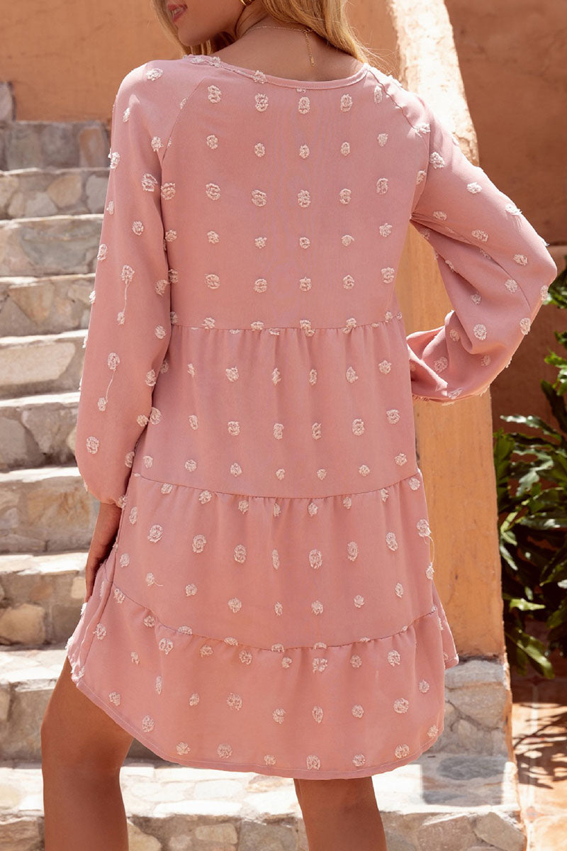 Street Patchwork V Neck Cake Skirt Dresses