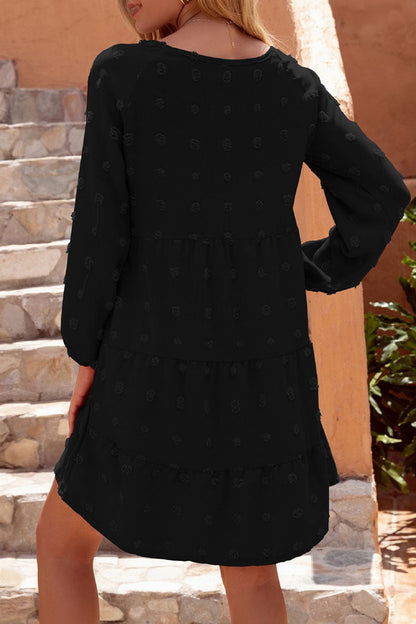 Street Patchwork V Neck Cake Skirt Dresses