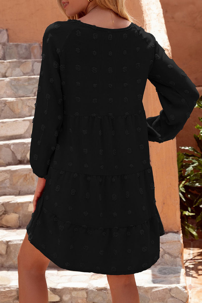 Street Patchwork V Neck Cake Skirt Dresses