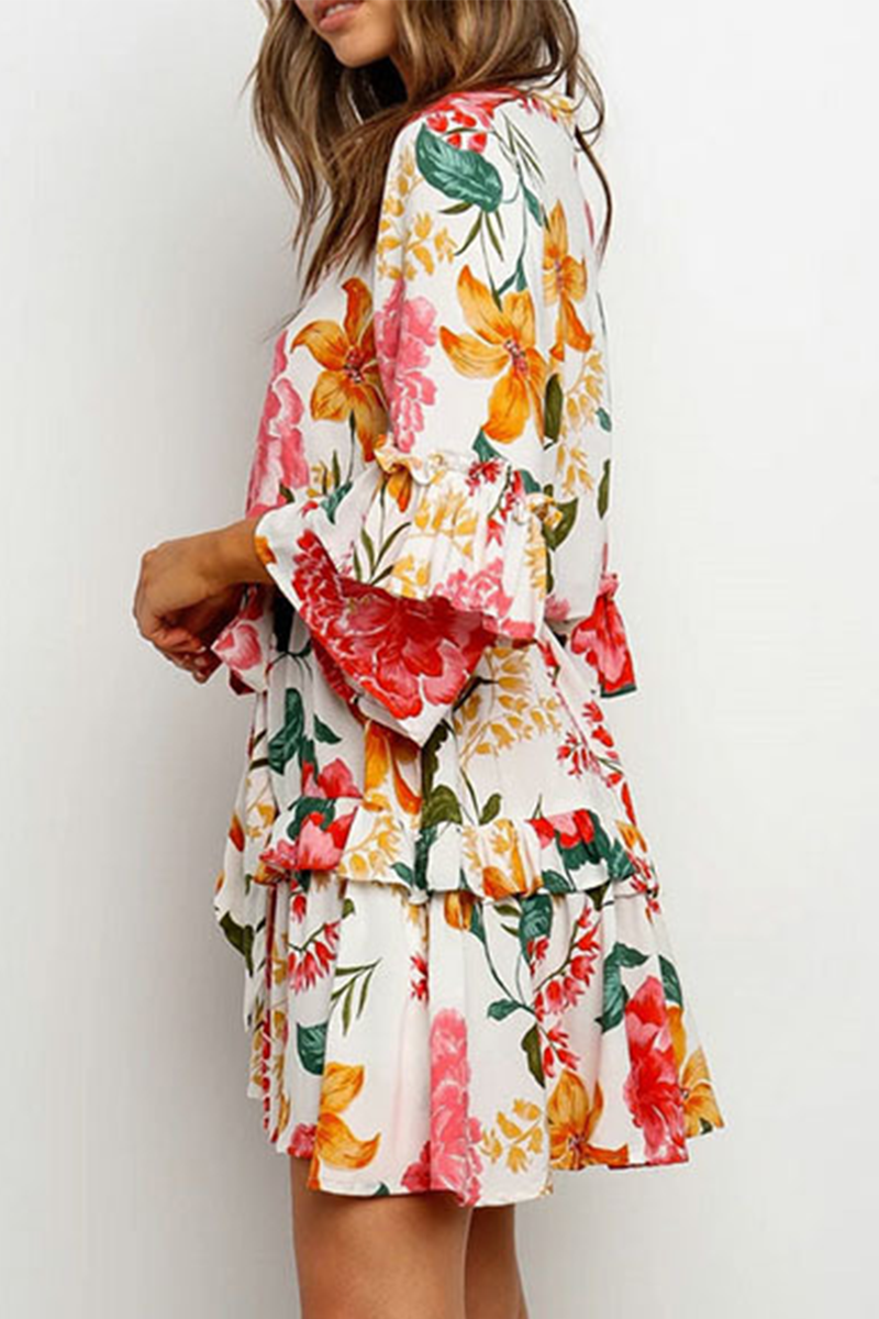 Flounce Strap Design O Neck Waist Skirt Dresses