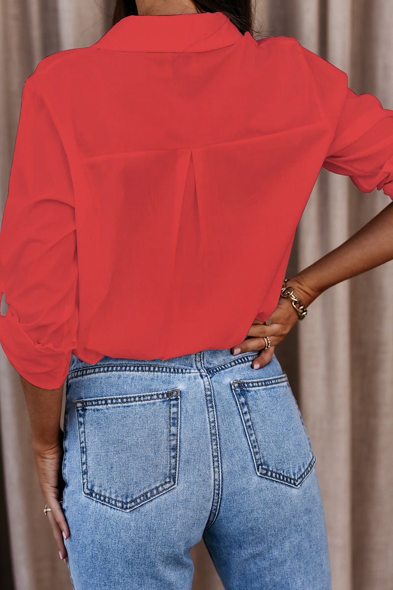 Patchwork Turndown Collar Blouses(4 Colors)