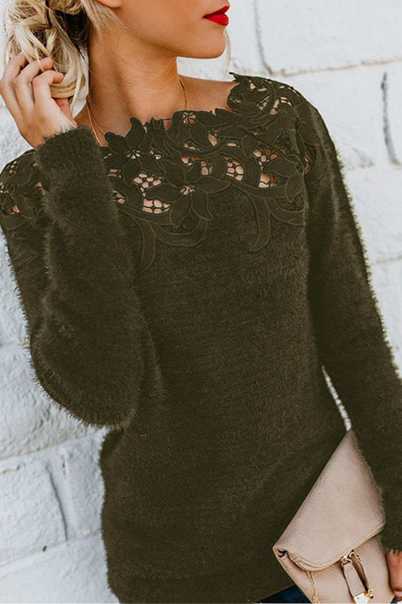Lace Hollowed Out Off the Shoulder Tops Sweater(10 Colors)