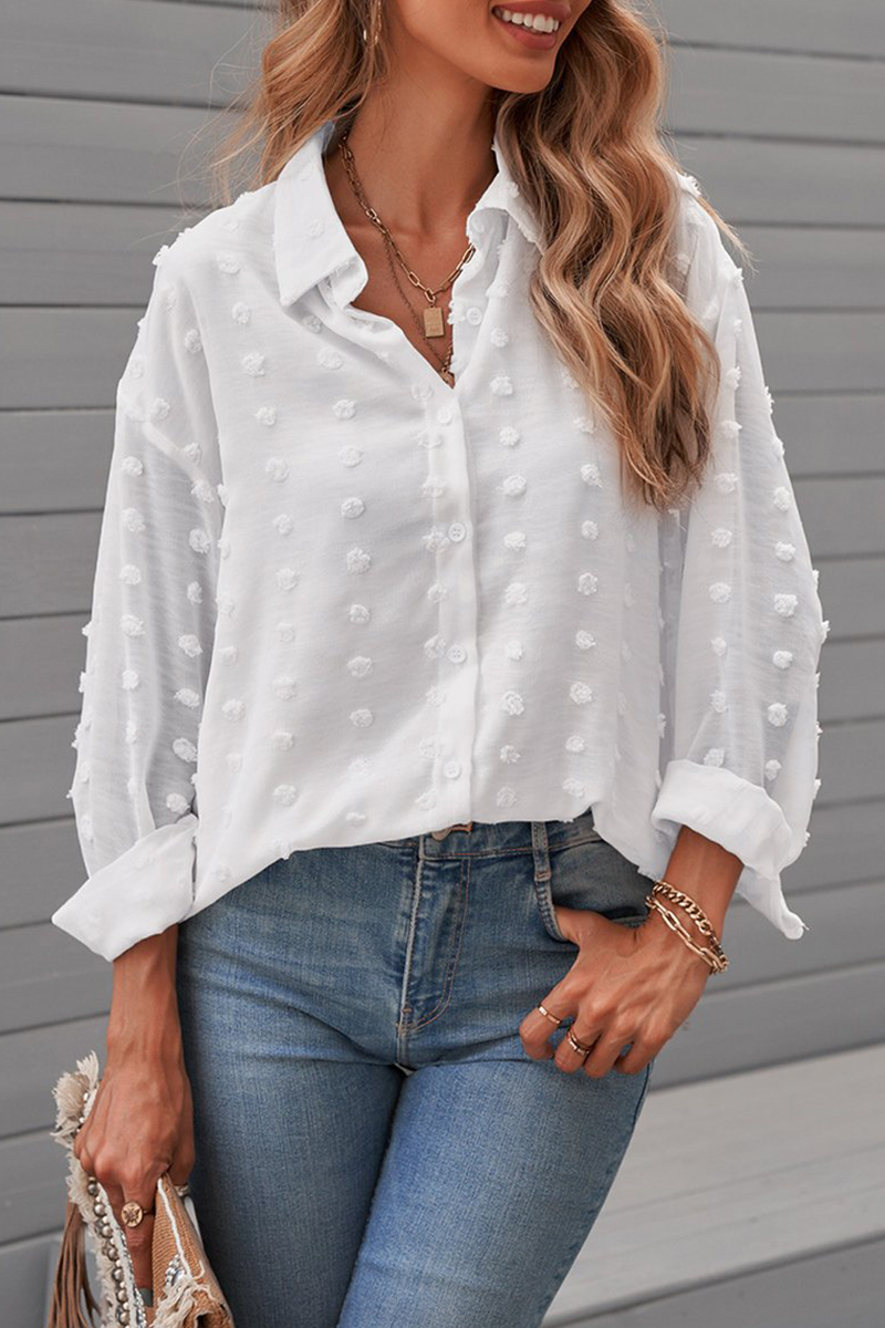 Patchwork Buckle Turndown Collar Blouses(6 Colors)