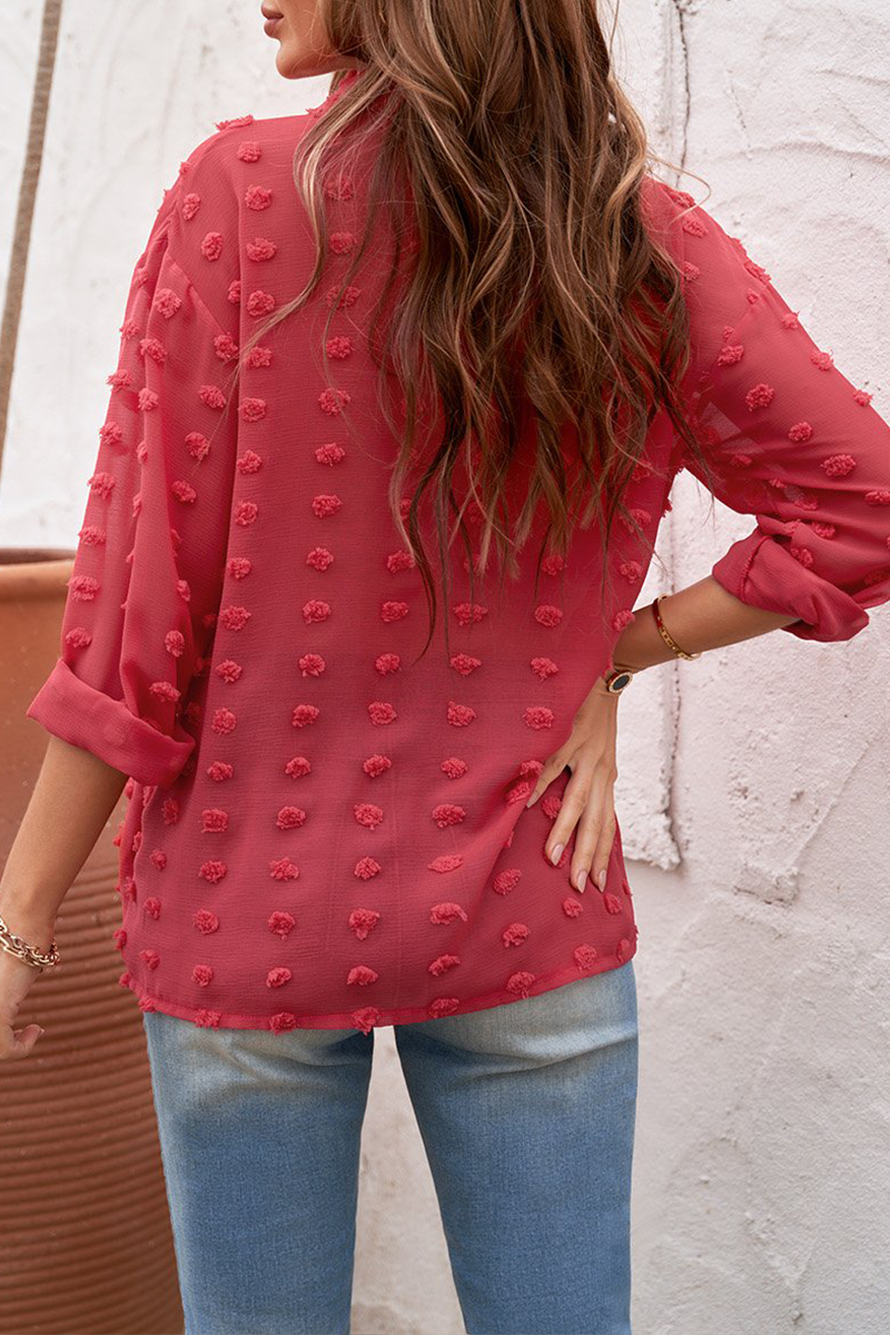 Patchwork Buckle Turndown Collar Blouses(6 Colors)