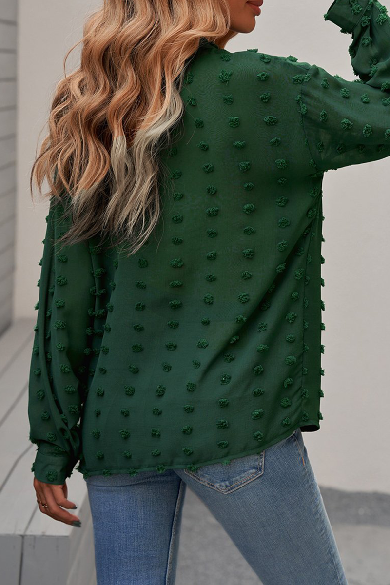 Patchwork Buckle Turndown Collar Blouses(6 Colors)