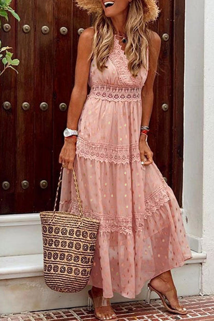 Patchwork V Neck Cake Skirt Dresses(5 Colors)