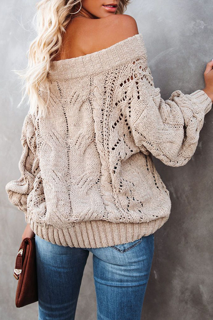 Street Patchwork Off the Shoulder Sweater(5 Colors)