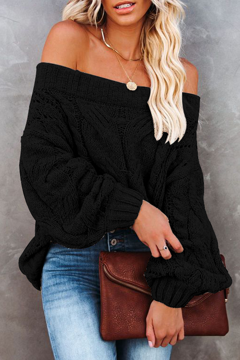 Street Patchwork Off the Shoulder Sweater(5 Colors)