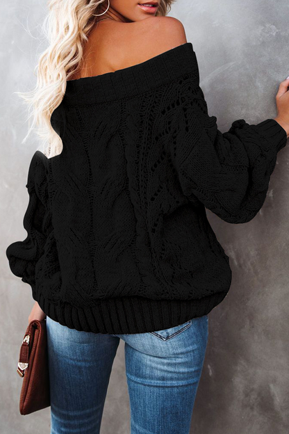 Street Patchwork Off the Shoulder Sweater(5 Colors)