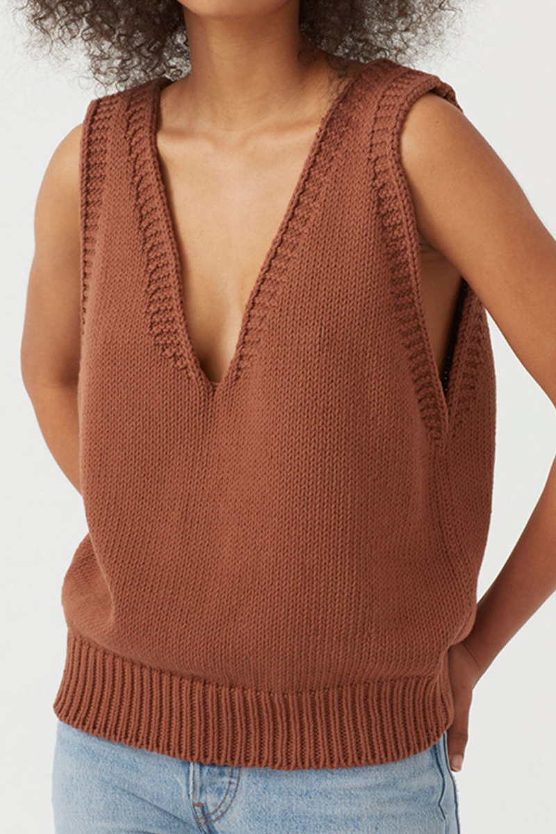 Basic V Neck Tops Sweater