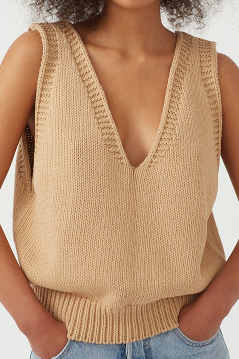 Basic V Neck Tops Sweater