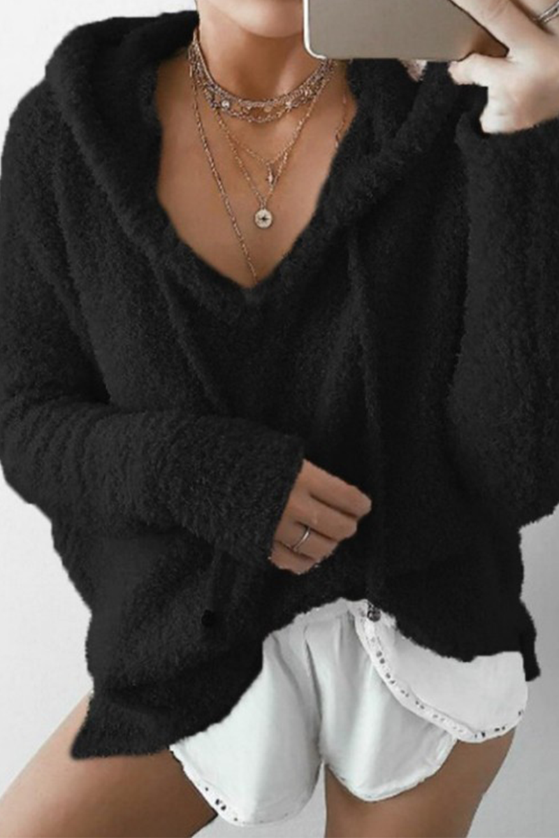 Patchwork Draw String Hooded Collar Hoodies(7 Colors)