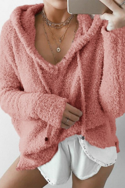 Patchwork Draw String Hooded Collar Hoodies(7 Colors)