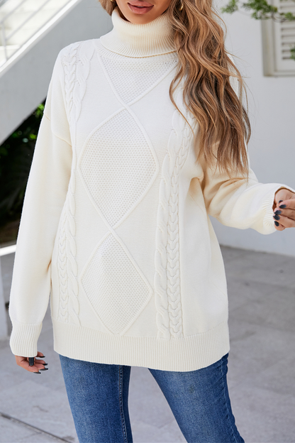 Patchwork Turtleneck Sweaters(4 Colors)