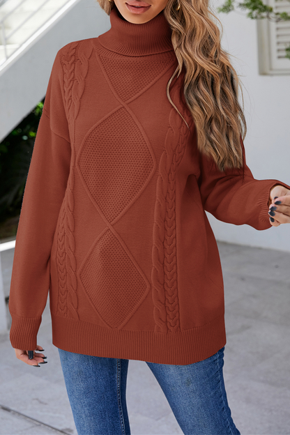Patchwork Turtleneck Sweaters(4 Colors)