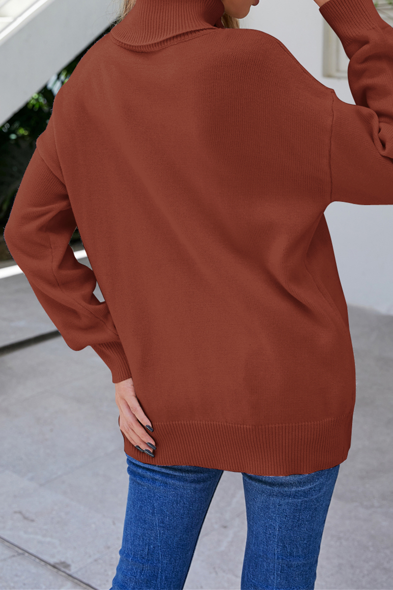 Patchwork Turtleneck Sweaters(4 Colors)