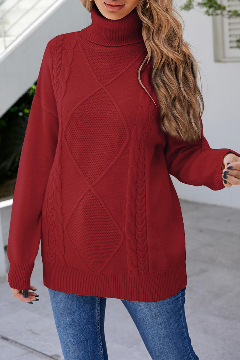 Patchwork Turtleneck Sweaters(4 Colors)