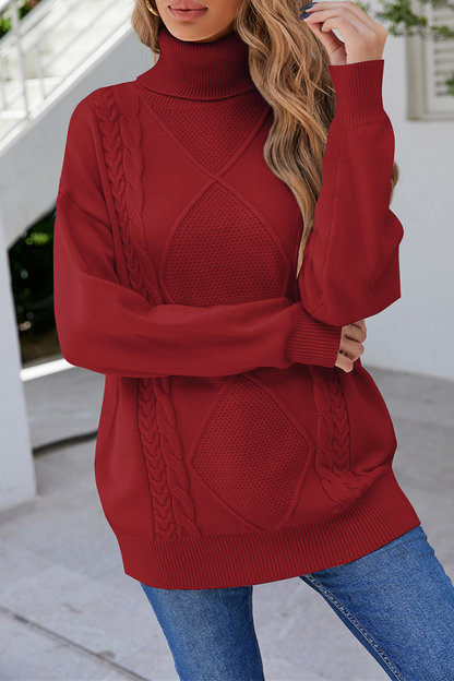 Patchwork Turtleneck Sweaters(4 Colors)