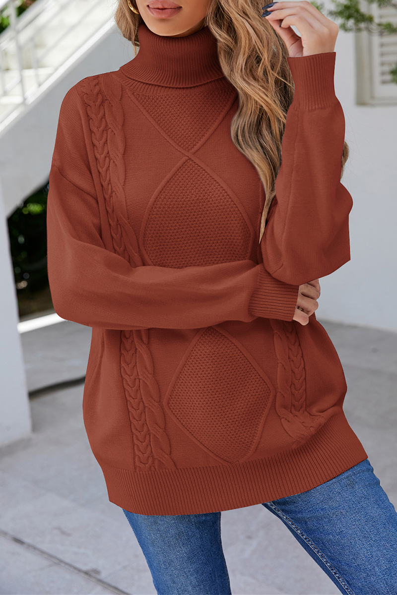 Patchwork Turtleneck Sweaters(4 Colors)