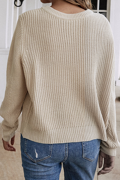 Buckle O Neck Tops Sweater(5 Colors)