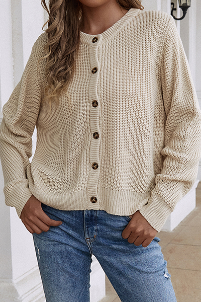 Buckle O Neck Tops Sweater(5 Colors)