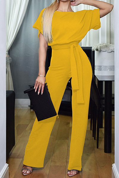 Strap Design O Neck Straight Jumpsuits(7 Colors)