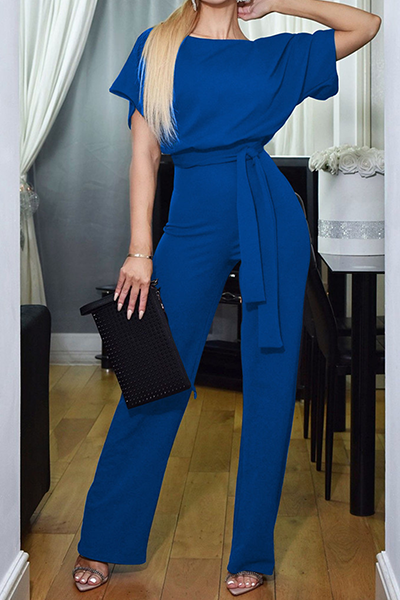 Strap Design O Neck Straight Jumpsuits(7 Colors)