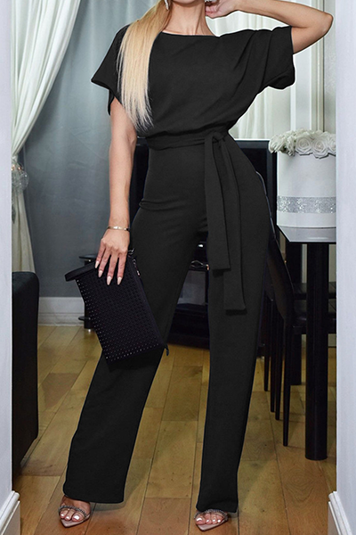Strap Design O Neck Straight Jumpsuits(7 Colors)
