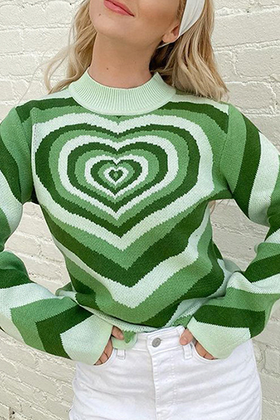 Street Print Patchwork Contrast Half a Turtleneck Tops Sweater(4 Colors)