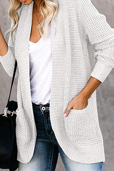 Split Joint Pocket V Neck Tops Sweater