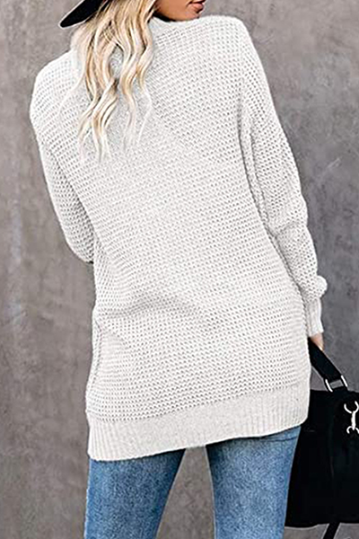 Split Joint Pocket V Neck Tops Sweater