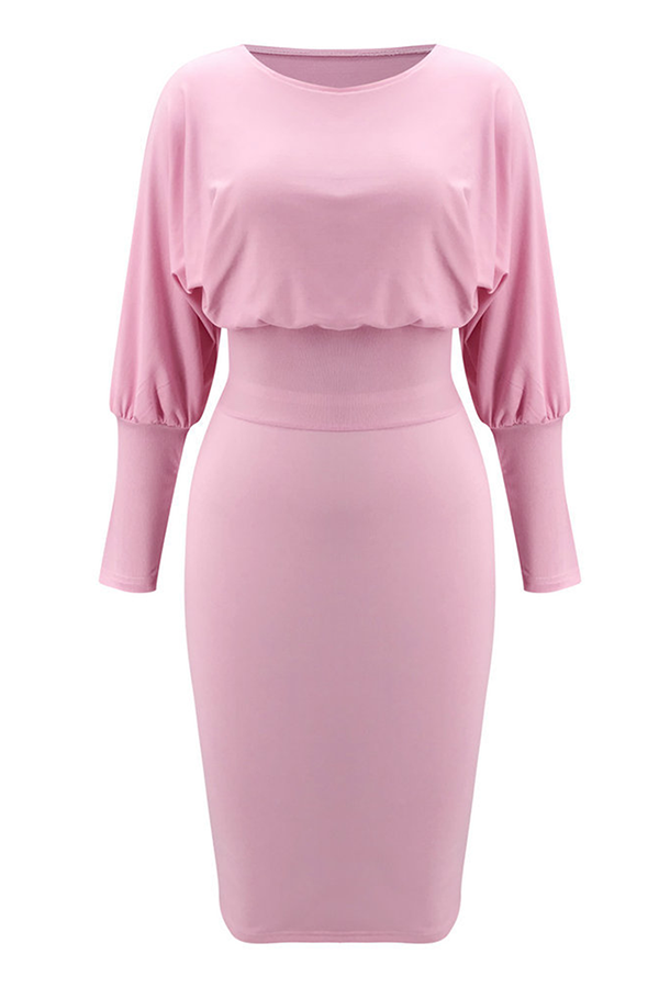 Patchwork Fold O Neck Pencil Skirt Dresses