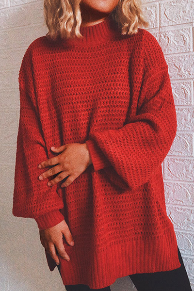 Slit Half a Turtleneck Tops Sweater