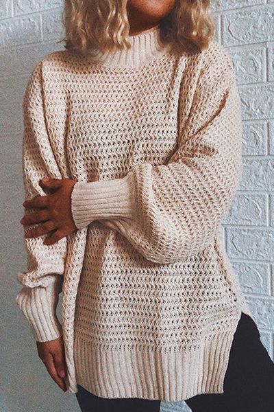 Slit Half a Turtleneck Tops Sweater