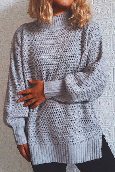 Slit Half a Turtleneck Tops Sweater