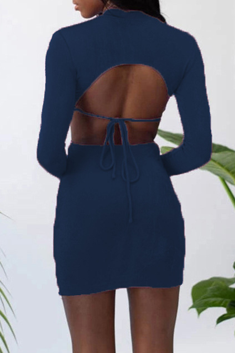 Hollowed Out Half a Turtleneck Pencil Skirt Dresses(8 Colors)