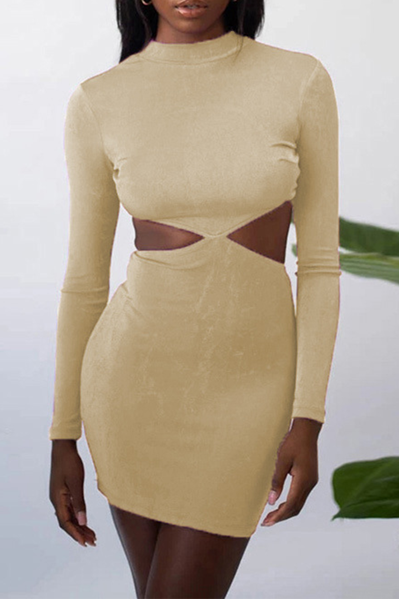 Hollowed Out Half a Turtleneck Pencil Skirt Dresses(8 Colors)