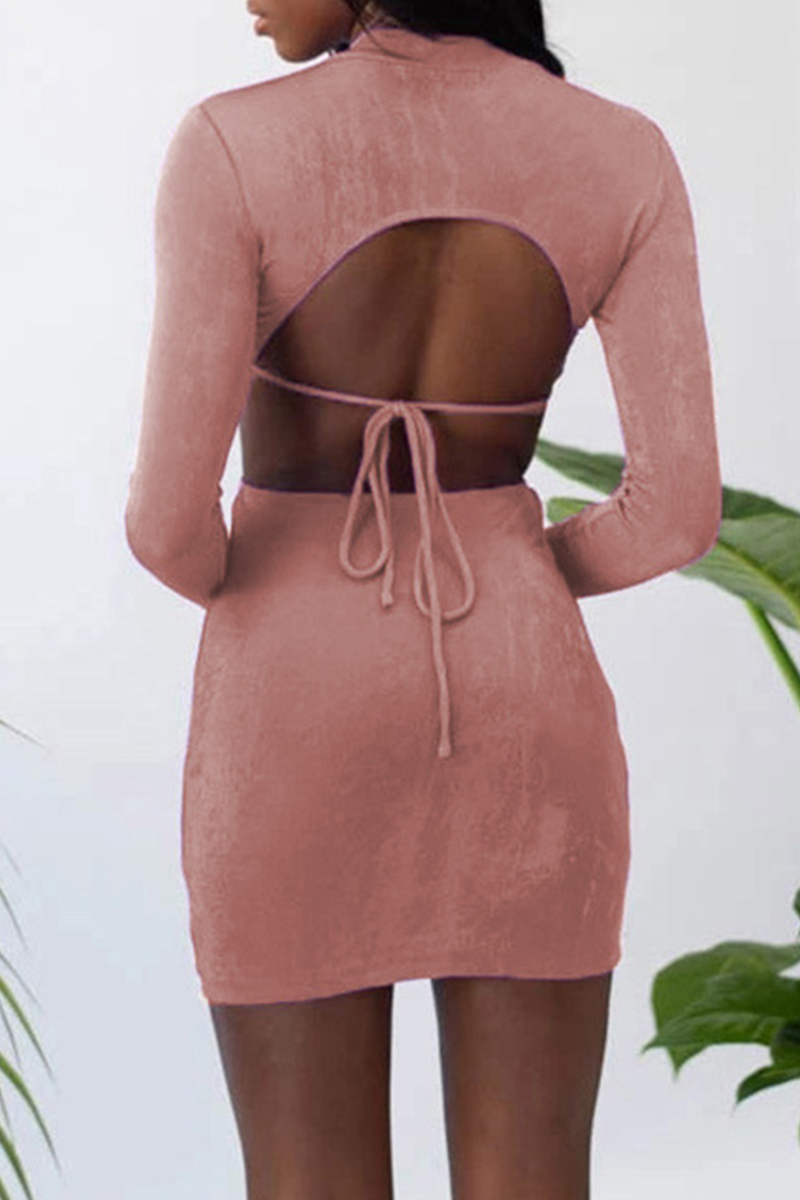 Hollowed Out Half a Turtleneck Pencil Skirt Dresses(8 Colors)