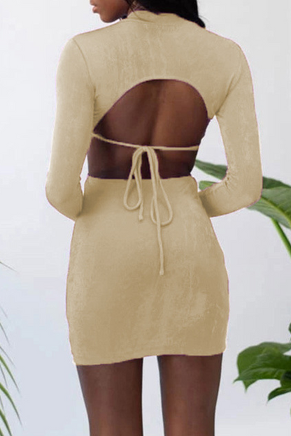 Hollowed Out Half a Turtleneck Pencil Skirt Dresses(8 Colors)