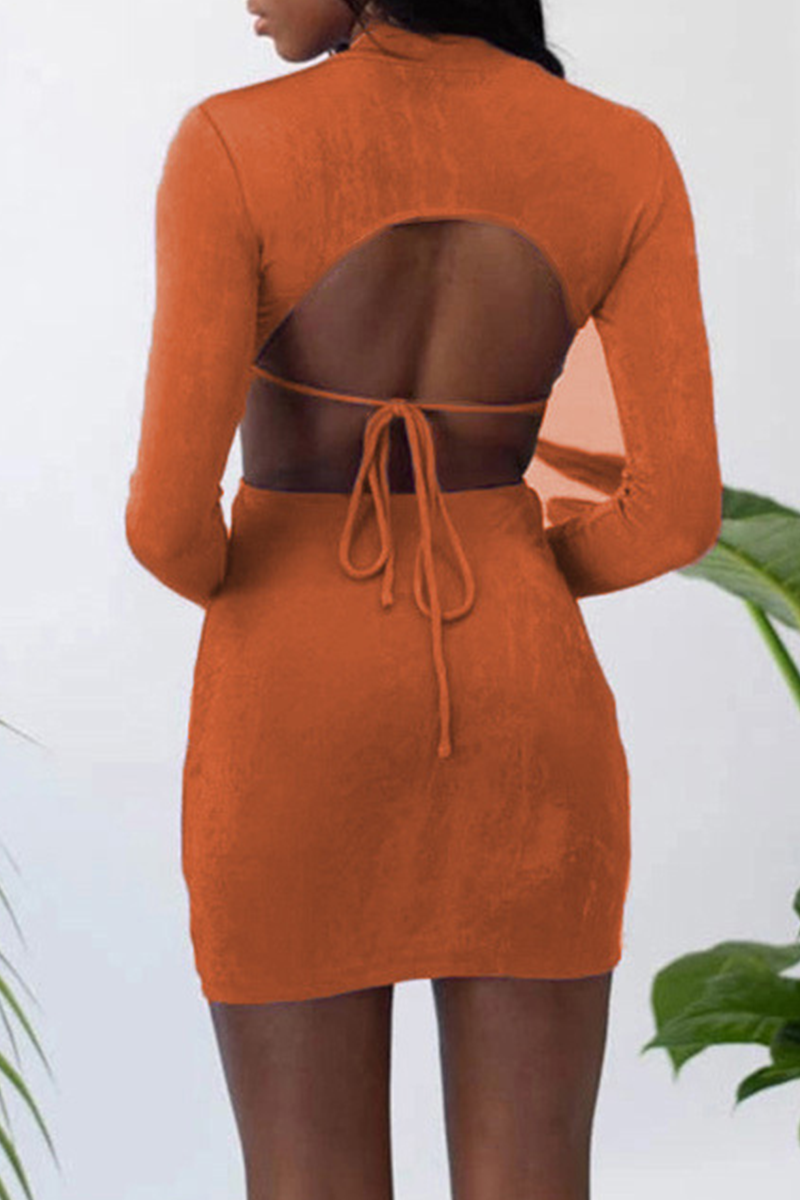 Hollowed Out Half a Turtleneck Pencil Skirt Dresses(8 Colors)